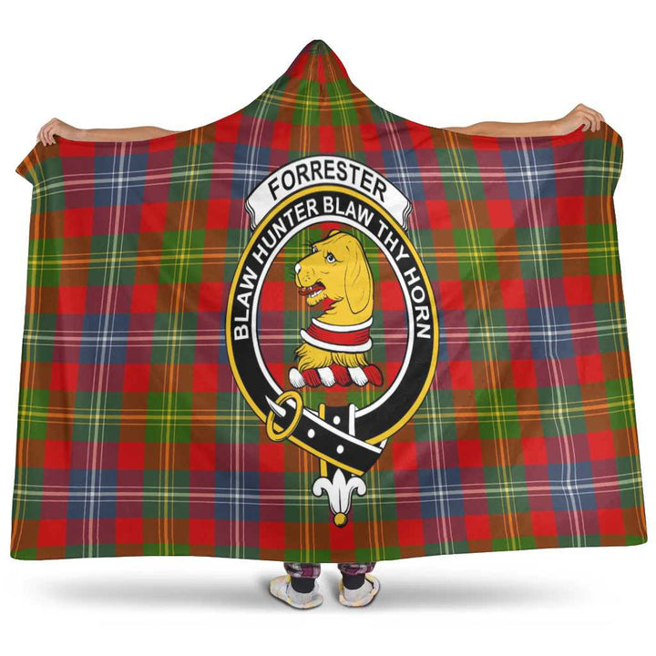 Scottish Forrester Clan Crest Tartan Hooded Blanket Tartan Plaid 1