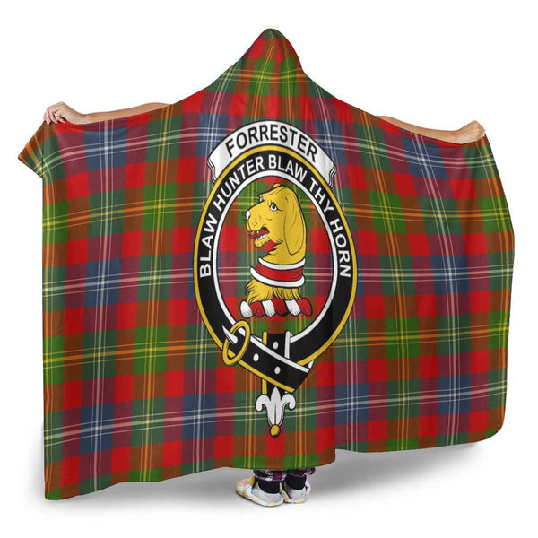 Scottish Forrester Clan Crest Tartan Hooded Blanket Tartan Plaid 2