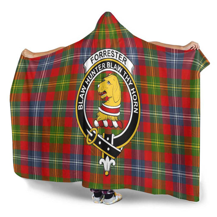 Scottish Forrester Clan Crest Tartan Hooded Blanket Tartan Plaid 3