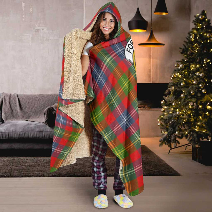 Scottish Forrester Clan Crest Tartan Hooded Blanket Tartan Plaid 6