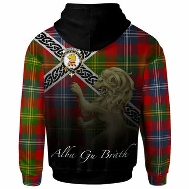Scottish Forrester Clan Crest Tartan Hoodie - Scotland Lion Back Side Tartan Plaid