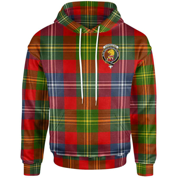 Scottish Forrester Clan Crest Tartan Hoodie Front Side Tartan Plaid