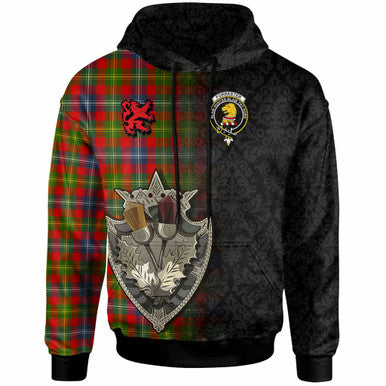 Scottish Forrester Clan Crest Tartan Hoodie - Half Thistle Flowers Celtic Design Front Side Tartan Plaid