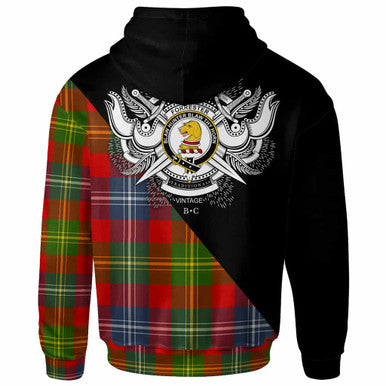 Scottish Forrester Clan Crest Tartan Hoodie - Military Logo Back Side Tartan Plaid