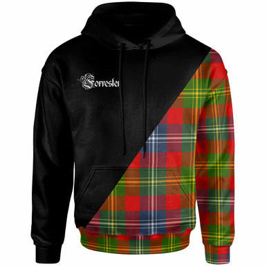 Scottish Forrester Clan Crest Tartan Hoodie - Military Logo Front Side Tartan Plaid