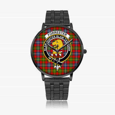 Scottish Forrester Clan Crest Tartan Instafamous Steel Quartz Watches Tartan Plaid Black 1