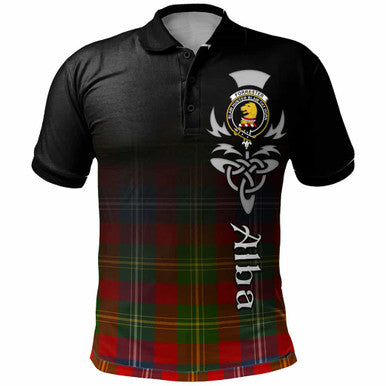 Scottish Forrester Clan Crest Tartan Polo Shirt - Alba Gu Brath Family Crest Celtic Inspired Front Side Tartan Plaid