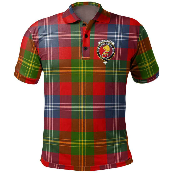 Scottish Forrester Clan Crest Tartan Polo Shirt Front Side Tartan Plaid