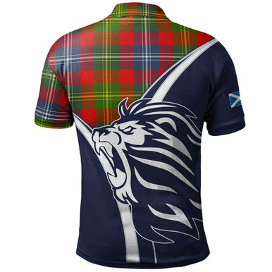 Scottish Forrester Clan Crest Tartan Polo Shirt - Scottish Flag With Lion Back Side Tartan Plaid