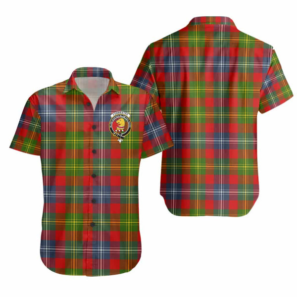 Scottish Forrester Clan Crest Tartan Short Sleeve Shirt Tartan Plaid
