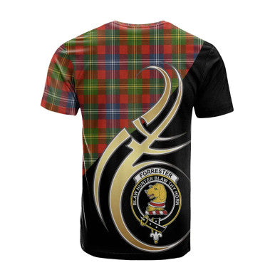 Scottish Forrester Clan Crest Tartan T-Shirt Believe in Me Back Side Tartan Plaid