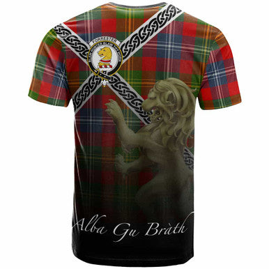 Scottish Forrester Clan Crest Tartan T-Shirt - Celtic With Scotland Lion Back Side Tartan Plaid
