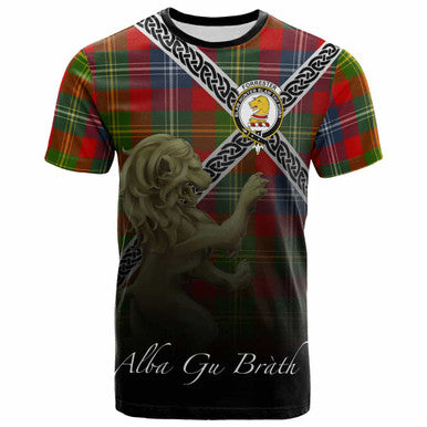 Scottish Forrester Clan Crest Tartan T-Shirt - Celtic With Scotland Lion Front Side Tartan Plaid