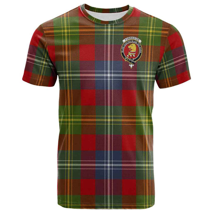 Scottish Forrester Clan Crest Tartan T-Shirt Front Side Tartan Plaid