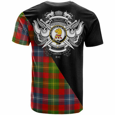Scottish Forrester Clan Crest Tartan T-Shirt - Military Logo Back Side Tartan Plaid