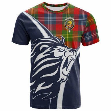 Scottish Forrester Clan Crest Tartan T-Shirt - Scottish Flag With Lion Front Side Tartan Plaid
