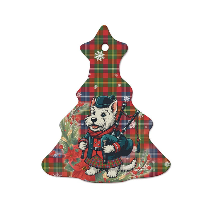 Scottish Forrester Clan Tartan Ceramic Ornament Cute Scottish Terrier Dog Tree Style Tartan Plaid