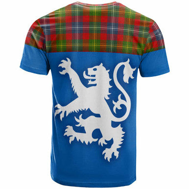 Scottish Forrester Clan Tartan T-Shirt - Lion Rampant of Scotland With Flag Back Side Tartan Plaid