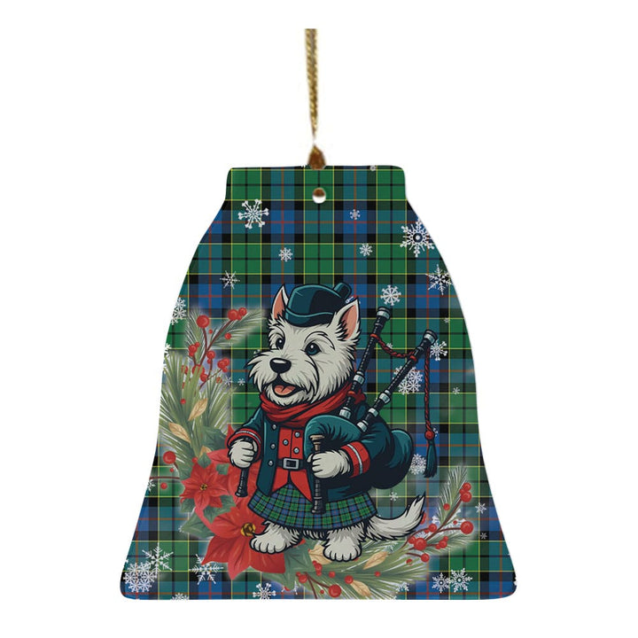 Scottish Forsyth Ancient Clan Tartan Ceramic Ornament Cute Scottish Terrier Dog Bell Style Tartan Plaid