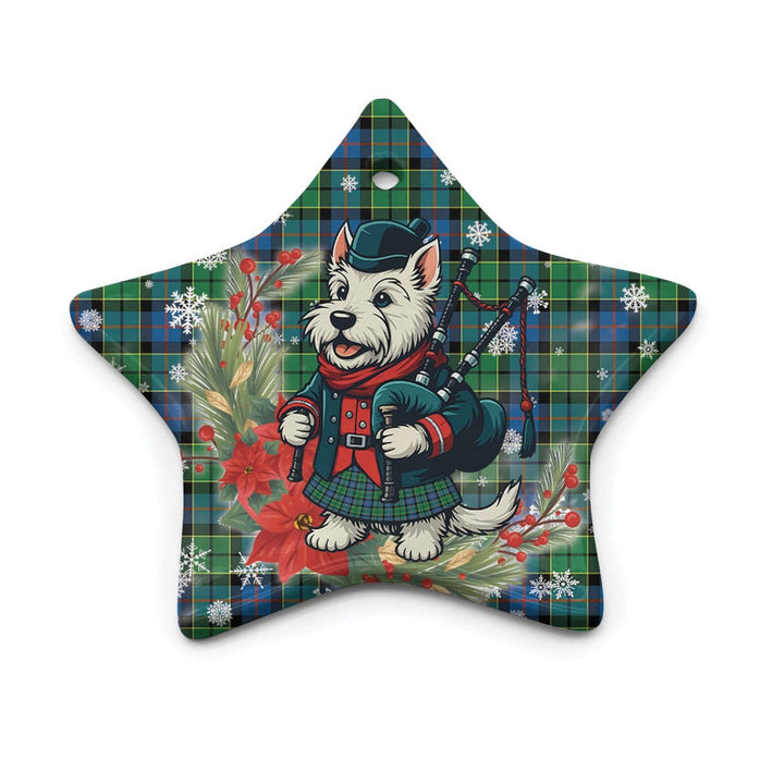 Scottish Forsyth Ancient Clan Tartan Ceramic Ornament Cute Scottish Terrier Dog Star Style Tartan Plaid