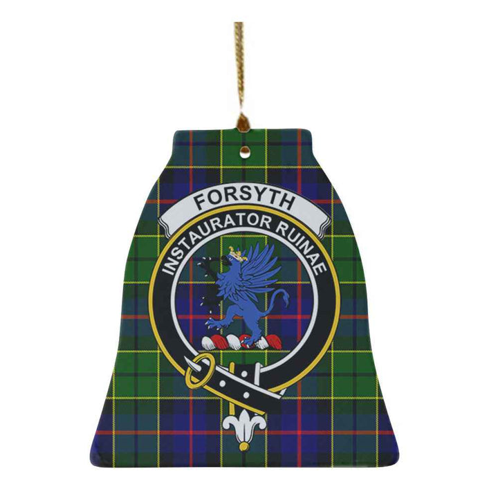Scottish Forsyth Clan Crest Tartan Ceramic Ornament Bell Shape Tartan Plaid