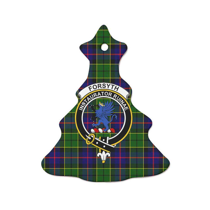 Scottish Forsyth Clan Crest Tartan Ceramic Ornament Tree Shape Tartan Plaid