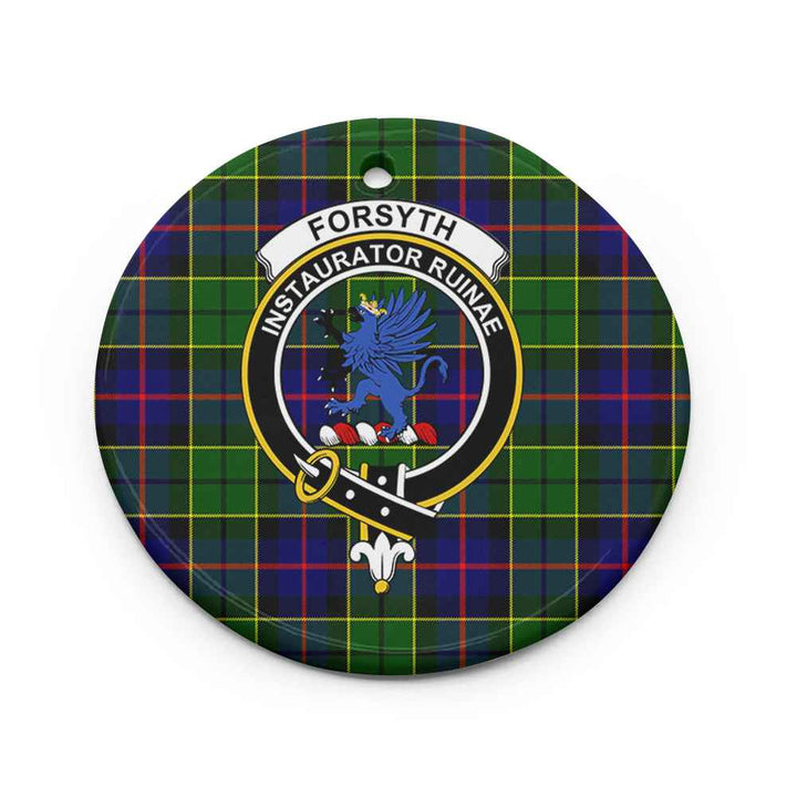 Scottish Forsyth Clan Crest Tartan Ceramic Ornament Circle Shape Tartan Plaid