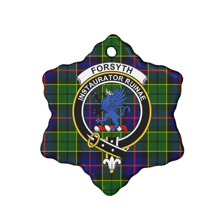 Scottish Forsyth Clan Crest Tartan Ceramic Ornament Snow Flake Shape Tartan Plaid