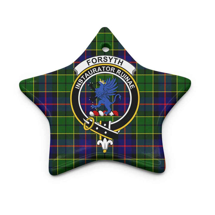 Scottish Forsyth Clan Crest Tartan Ceramic Ornament Star Shape Tartan Plaid