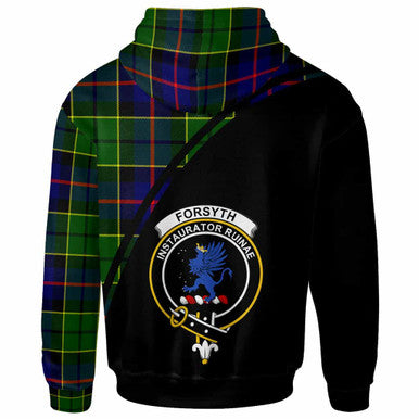 Scottish Forsyth Clan Crest Tartan Curve Hoodie Back Side Tartan Plaid