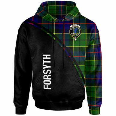 Scottish Forsyth Clan Crest Tartan Curve Hoodie Front Side Tartan Plaid
