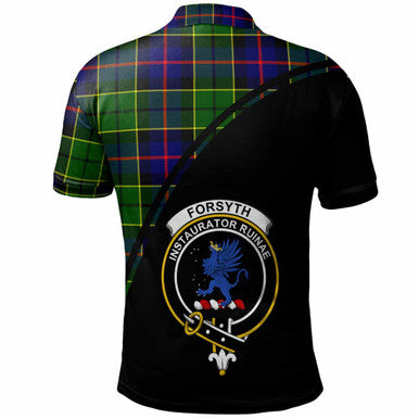Scottish Forsyth Clan Crest Tartan Curve Polo Shirt Back Side Tartan Plaid