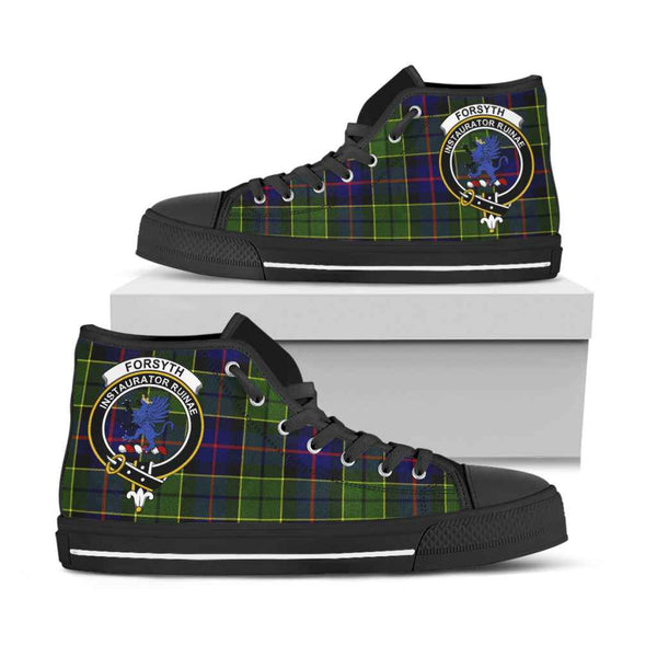 Scottish Forsyth Clan Crest Tartan High Top Shoes Black Sole Tartan Plaid