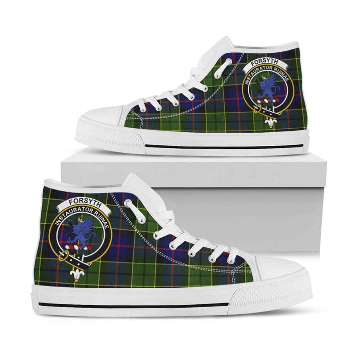 Scottish Forsyth Clan Crest Tartan High Top Shoes White Sole Tartan Plaid