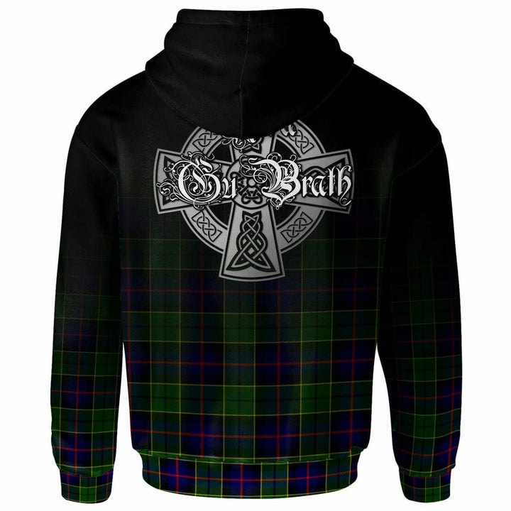 Scottish Forsyth Clan Crest Tartan Hoodie - Alba Gu Brath Family Crest Celtic Inspired Back Side Tartan Plaid