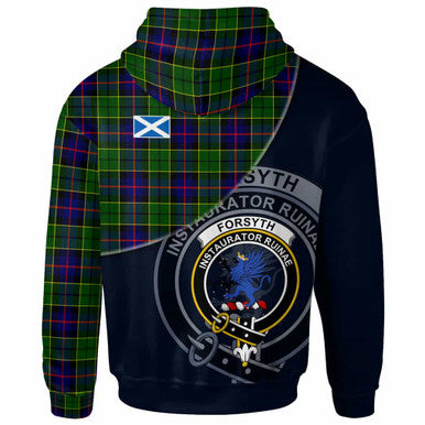 Scottish Forsyth Clan Crest Tartan Hoodie - Bend Style Back Side Tartan Plaid