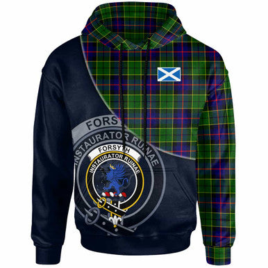 Scottish Forsyth Clan Crest Tartan Hoodie - Bend Style Front Side Tartan Plaid