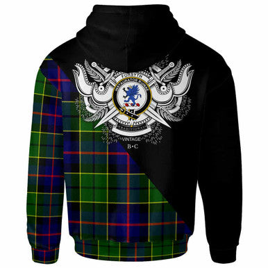 Scottish Forsyth Clan Crest Tartan Hoodie - Military Logo Back Side Tartan Plaid