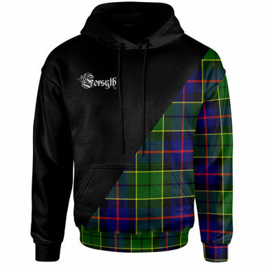 Scottish Forsyth Clan Crest Tartan Hoodie - Military Logo Front Side Tartan Plaid