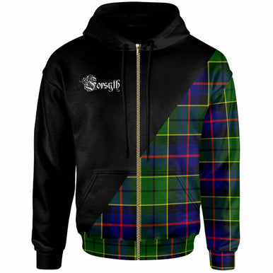 Scottish Forsyth Clan Crest Tartan Hoodie - Military Logo Zip-up Tartan Plaid
