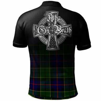 Scottish Forsyth Clan Crest Tartan Polo Shirt - Alba Gu Brath Family Crest Celtic Inspired Back Side Tartan Plaid