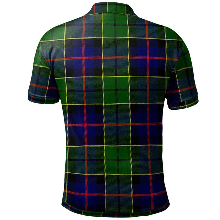 Scottish Forsyth Clan Crest Tartan Polo Shirt Back Side Tartan Plaid