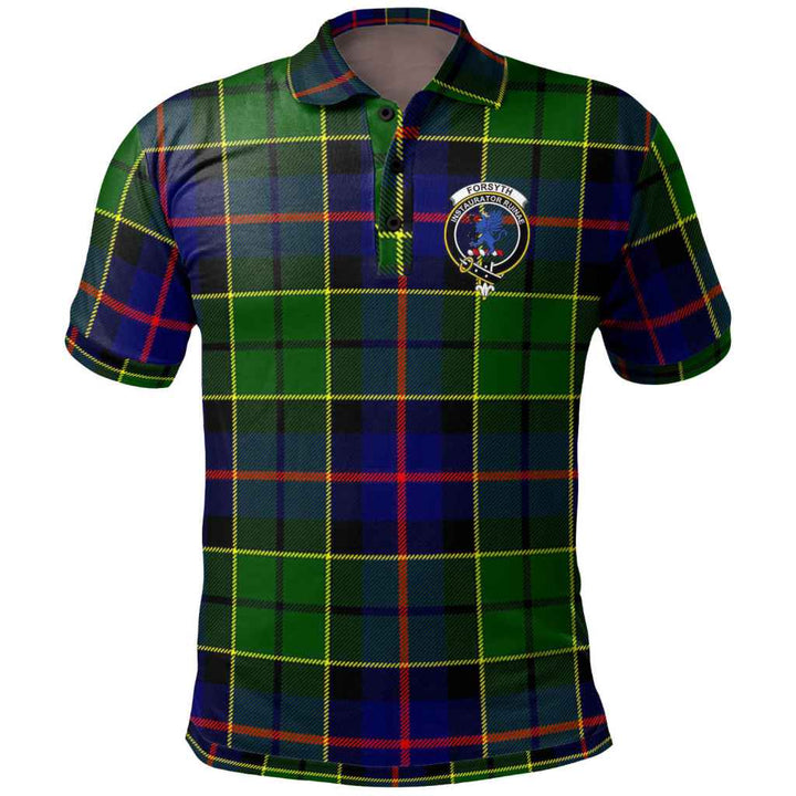 Scottish Forsyth Clan Crest Tartan Polo Shirt Front Side Tartan Plaid