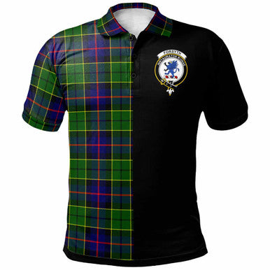 Scottish Forsyth Clan Crest Tartan Polo Shirt - Half in Me Front Side Tartan Plaid