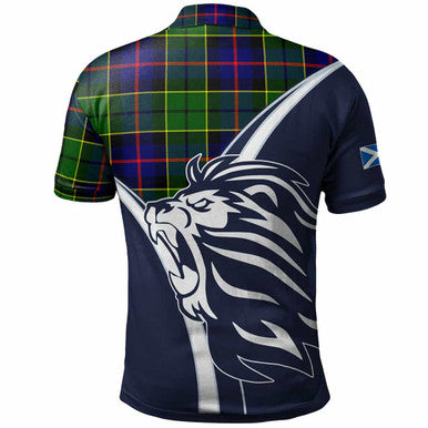 Scottish Forsyth Clan Crest Tartan Polo Shirt - Scottish Flag With Lion Back Side Tartan Plaid