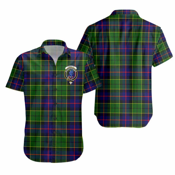 Scottish Forsyth Clan Crest Tartan Short Sleeve Shirt Tartan Plaid