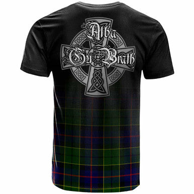 Scottish Forsyth Clan Crest Tartan T-Shirt - Alba Gu Brath Family Crest Celtic Inspired Back Side Tartan Plaid