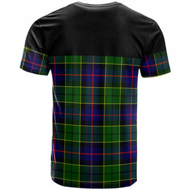 Scottish Forsyth Clan Crest Tartan T-Shirt - Horizontal Style Back Side Tartan Plaid