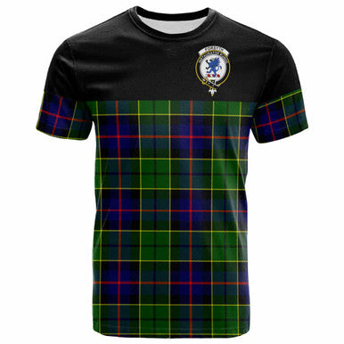 Scottish Forsyth Clan Crest Tartan T-Shirt - Horizontal Style Front Side Tartan Plaid