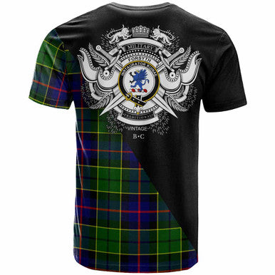 Scottish Forsyth Clan Crest Tartan T-Shirt - Military Logo Back Side Tartan Plaid